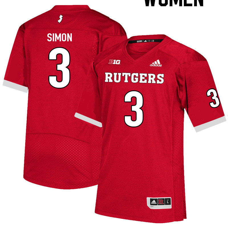 Women #3 Evan Simon Rutgers Scarlet Knights College Football Jerseys Sale-Scarlet - Click Image to Close
